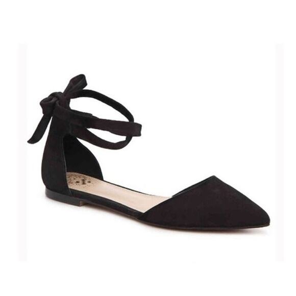 Vince Camuto Jevone Black Suede Ankle Tie Ballet Flats 11 - Picture 1 of 11